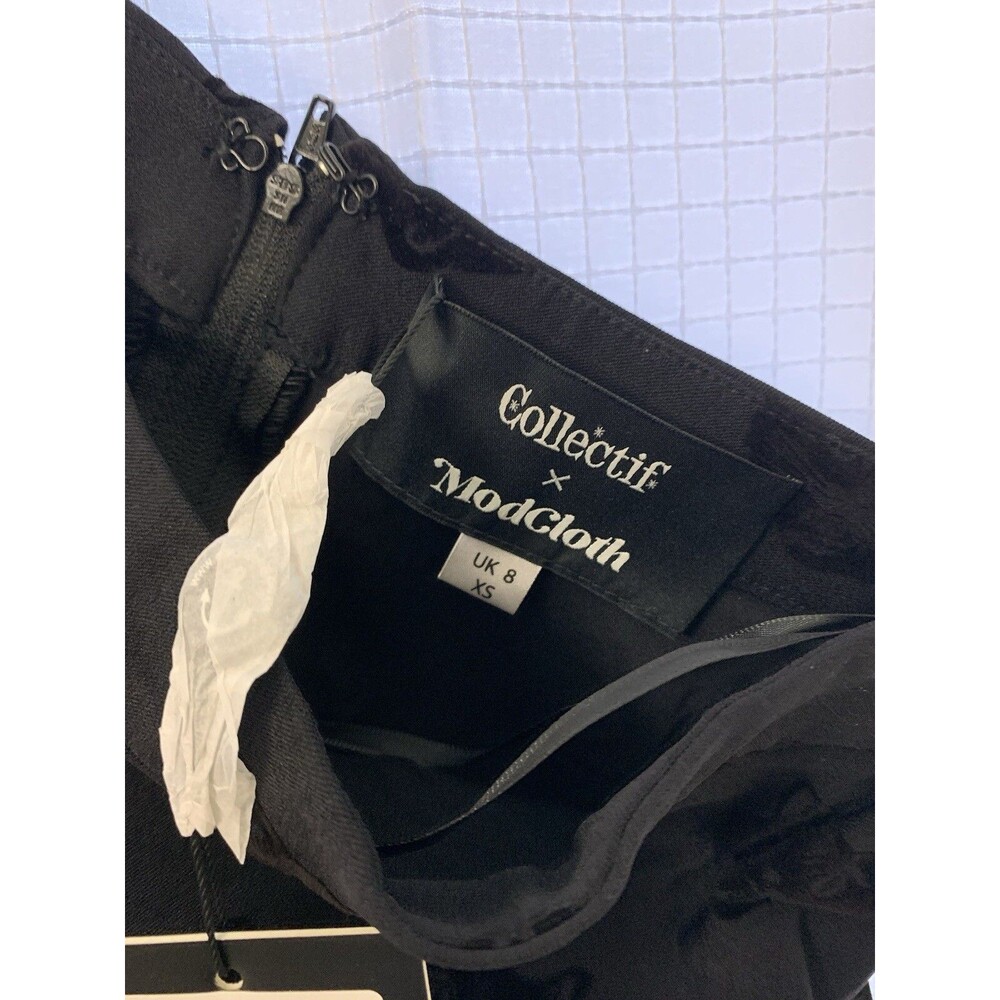 NWT Modcloth Skirt Collectif Halloween Goth Black Cat Velvet Vintage Inspired XS - Picture 5 of 5